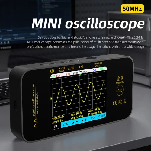 BSIDE OT5 50MHz Mini Oscilloscope Single Channel 200MSa/s Sampling Rate Portable Digital Signal Analyzer USB Powered Compact Design