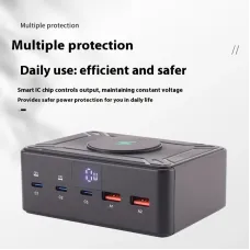 Bakeey 818D 190W 5-Port USB PD Charger 2USB-A+3USB-C PD QC3.0 Fast Charging Desktop Charging Station with 15W Wireless Charger Pad EU Plug for iPhone 17 17 Pro 16 15 14 Pro Max for Huawei Pura 80 Ultra for XIAOMI for SAMSUNG