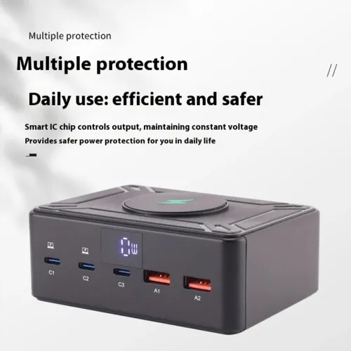 Bakeey 818D 190W 5-Port USB PD Charger 2USB-A+3USB-C PD QC3.0 Fast Charging Desktop Charging Station with 15W Wireless Charger Pad EU Plug for iPhone 17 17 Pro 16 15 14 Pro Max for Huawei Pura 80 Ultra for XIAOMI for SAMSUNG