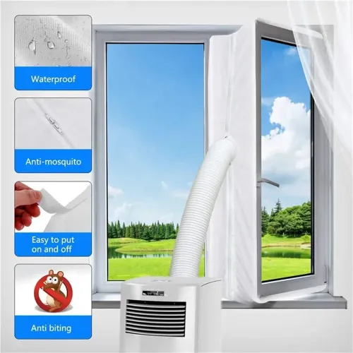 Window Seal for Portable Air Conditioner Diesel Heater Flexible Cloth Sealing Plate RVs Home Window Seal with With Zip Adhesive Fast