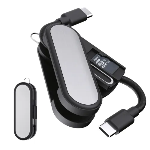 Budi CP586 Keychain Portable Storage&Charging Cable PD65W Type-C to Type-C Cable Fast Charging Data Transmission Copper Core Line 16CM Long Foldable Design for iPhone 17 17Pro 16Pro Max 15 for Xiaomi 17pro for Huawei Mate X7