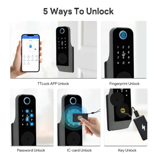 GT01-2 Waterproof Tuya TTLOCK Smart Door Lock Wifi Double Side Fingerprint Lock Outdoor Gate Digital Password Remote App Home Electronic Rim Lock