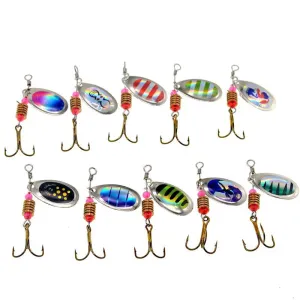 10Pcs 3.5g Sequin Bait Set Artificial Hard Fish Bait Metal Wobbler Fishing Kit Sea Fishing Tool