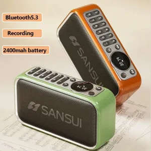 SANSUI F35 Wireless bluetooth Speaker Bass Diaphragm HiFi Sound Hands-free Calls 2400mAh Support TF Card USB 3.5mm AUX Payback Music Player Portable Subwoofer