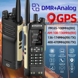 Baofeng DM-32UV 8W DMR Digital Analog Walkie Talkie 2.0" TFT GPS APRS 4000 Channels Type-C NOAA VOXs Sand Color Two Way Radio