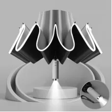 Automatic Folding Reverse Sun Umbrella Upgraded Windproof Design with Reflective Strip LED Light Convenient Handle Rainproof
