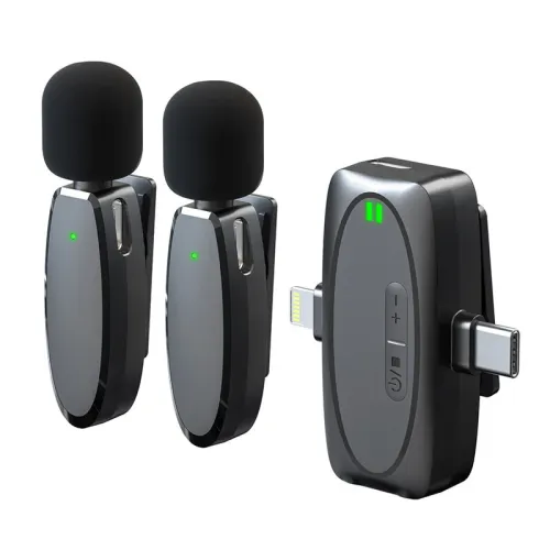 VIMAI AP006 Wireless Lavalier Microphone Smart Noise Cancelling Mic 50m Range 6H Battery Life USB-C/iP Interface Compatible for iPhone Android Camera Live Streaming Recording