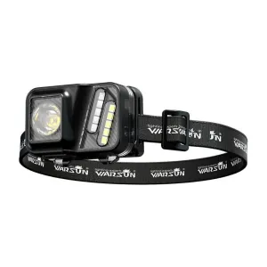 WARSUN 750 Lumens Rechargeable Lightweight Headlamp with Motion Sensor Running & Helmet Light LEHead Torch 5 Modes for Night Running Fishing Camping Cycling Work