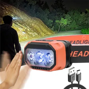 Powerful LESensor Headlamp USB Rechageable Headlight LEHead Light Camping Search Light with Built-in Battery Fishing Lantern