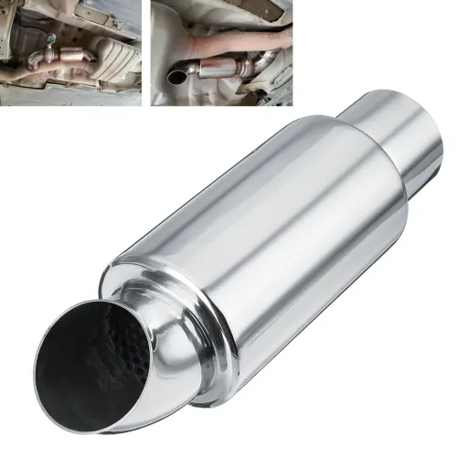 Chrome 2.5" Stainless Steel Car Resonator Polished Bent Muffler Exhaust Pipe