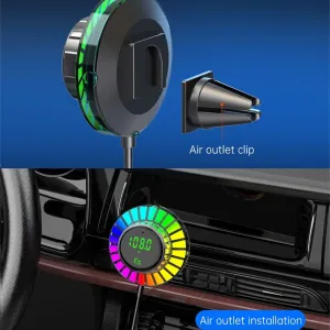 Bluetooth 5.3 FM Transmitter Car Adapter QC3.0 PD30W Charger Dual USB LED Music Streaming Supports Hands-Free Calling for Car with Air Vent Installation & DSP A2DP