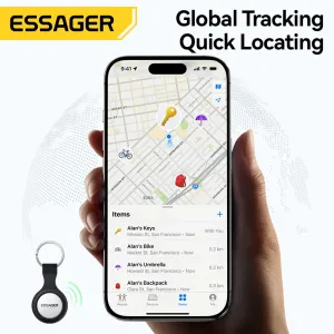 ESSAGER Smart Tag Tracker Items Locator for Keys Wallet Lightweight Anti Lost Alarm Sound Reminder Works with IP Find My