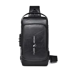 WEIXIER Man Bag Single Shoulder Bag Waterproof Anti-scratching Shoulder Bag Multi-function Sports Slanting Chest Backpack USB Charging Port Anti-theft Chest Bag