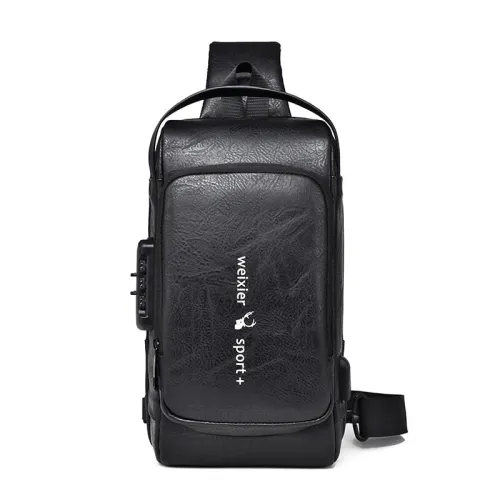 WEIXIER Man Bag Single Shoulder Bag Waterproof Anti-scratching Shoulder Bag Multi-function Sports Slanting Chest Backpack USB Charging Port Anti-theft Chest Bag