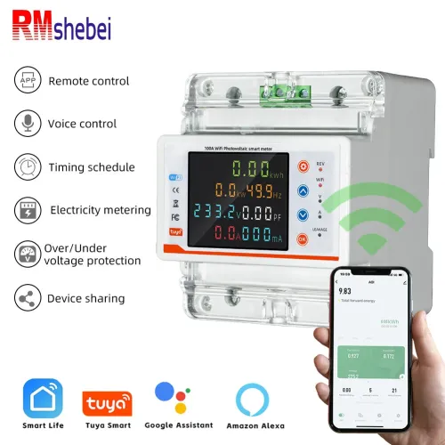 RMDZT-GFC/4P 100A WiFi MCB Tuya Smart Remote Control Voice Compatible LCD Display Bidirectional Energy Metering