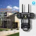 Three-lens 6MP WiFi PTZ Camera Intelligent Wireless Night Vision Motion Recognition Two-way Audio Real-time Monitoring Cameras for Outdoors Security Surveillance