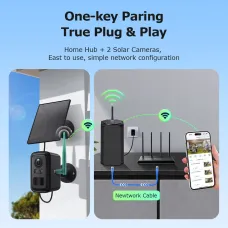 SECTEC Solar WiFi Camera 2/4 Cameras Kit 3MP PIR Motion Detect Two Way Audio Night Vision IP66 Waterproof Wireless Outdoor Security Cameras