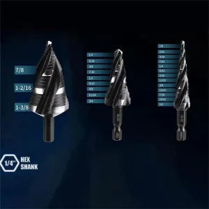 High Speed Steel Titanium Step Drill Bit Set 3PCS Spiral Flutes Hex Shank for Metal Works Drilling