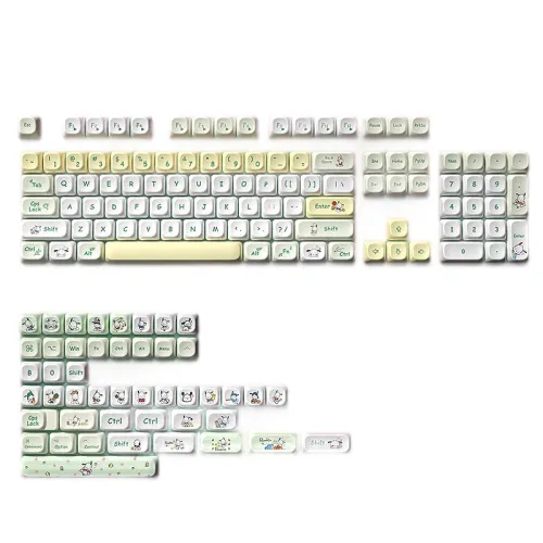 SPYSELF 142 Keys Dairy Cow Keycap Set PBT Five-sided Sublimation MOT Profile Custom Keycaps for Mechanical Keyboards