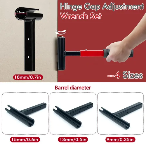 4-in-1 Multifunction Hinge Gap Adjustment Tool High Quality Steel Non-Slip Grip Includes 9mm 13mm 15mm 18mm Ideal for Door Alignment Repair and Gap Correction