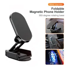 Universal Car Magnetic Mobile Phone Holder Metal Folding Car Mount Magnetic 360 Adjustable Rotating Phone Mount Height Adjustable Positioning Rotating