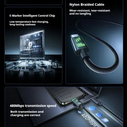 Baseus Fluorescent Series PD100W Type-C to Type-C Cable PD Fast Charging Data Transmission Copper Core Line 1M/2M Long for iPhone 17 17 Pro 16 Pro Max 15 for Huawei Pura 80 Ultra for SAMSUNG for XIAOMI