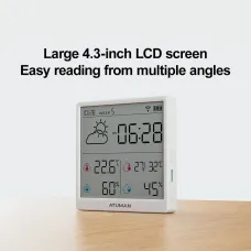 1/2Pcs Duka Atuman TH3  Hygrometer WIFI Indoor Outdoor Temperature Humidity Monitoring Humidity Meter with 4.3-inch LCD DisplayType-C Lithium Direct Charging with Clock & Calendar Function