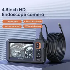 4.3 inch 8mm IPS HD Screen Car Endoscope Camera with Light Borescope 2000mah Sewer Camera 1080P HD Inspection Camera for Home/Pipe/Automotive