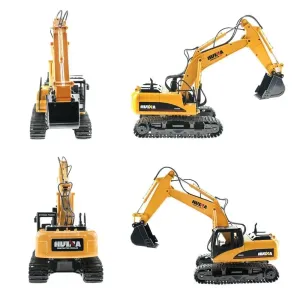 Huina Toys 1535 RTR 1/14 2.4G 15CH RC Car Excavator Alloy Bucket Simulated LED Light Remote Controlled Engineering Vehicle Toys Model Collection Gift For Boys