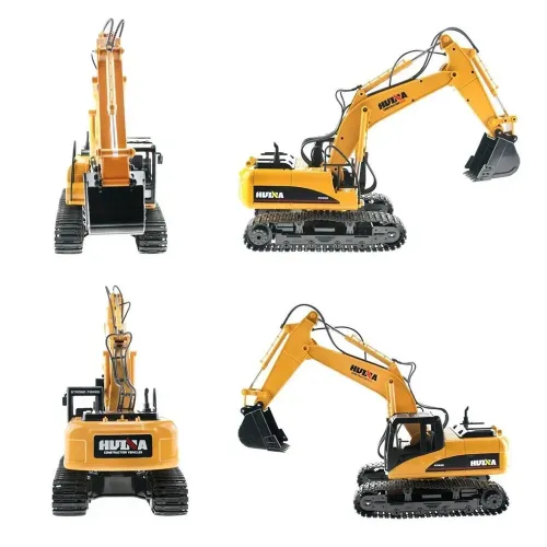 Huina Toys 1535 RTR 1/14 2.4G 15CH RC Car Excavator Alloy Bucket Simulated LED Light Remote Controlled Engineering Vehicle Toys Model Collection Gift For Boys