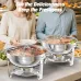 Warmounts Round Chafing Dish Buffet Set 2 Pack, 5QBuffet Chafe Warmer Set, Polished Stainless Steel Chafing Dish for Buffet with Glass Lid & Holder for Party Events, No Finger Cuts