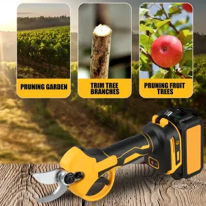 30mm Brushless Rechargeable Wireless Pruning Scissors Efficient Cutting Diameter Portable Electric Tool for Gardening Fruit Trees Potted Plants Safety Switch Quick-Release Blade
