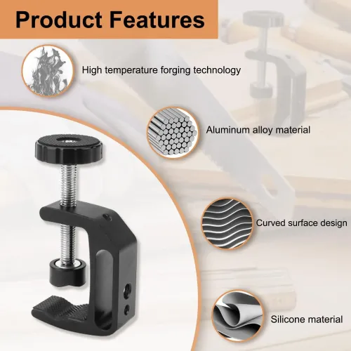 Universal C Clamp Adjustable Black Aluminum Alloy 1/4 3/8 Thread Hole Anti Slip Design Desk Mount Holder LCD Monitor Camera Accessories