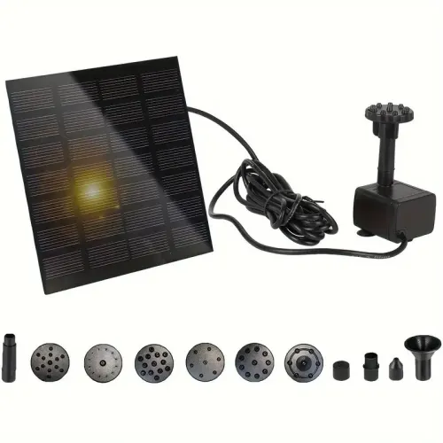 Solar Powered Water Pump Kit for Garden Decor with 8 Nozzle Attachments Environmentally Solar Panel for DIY Fountain Pond Bird Bath Aquarium Waterfall