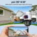 Three Lens 6MP HD Solar Powered Security Camera 5X Zoom PTZ Color Night Vision Red Blue Alarm Wireless WiFi Outdoor AI Human Detection Weatherproof Camera