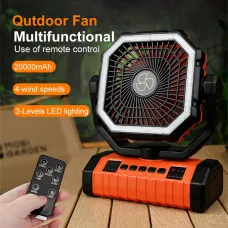 IPRee Camping Portable Desk Fan with LELight, 20000mAh Battery Rechargeable Quiet Camping Fan, Battery Operated with Hanging Hook for Home Bedroom