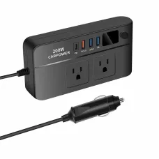 Car Power Converter 200W 12V to 220V/110V Car Inverter with PD/QC3.0 USB Ports LED Digital Display Multifunctional Car Power Converter Socket