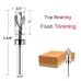 1/4 Inch Shank Spiral Flush Trim Router Bit with Bearing 1/2 Inch Cutting Diameter Flush Trimming Woodworking Tool