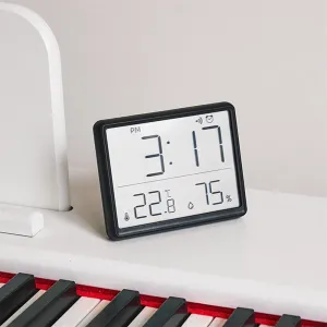 LCD Digital Alarm Clock Large Display with Temperature Humidity Monitor Multi-functional Magnetic Design Portable and Compact Ideal for Travel Desk Nightstand