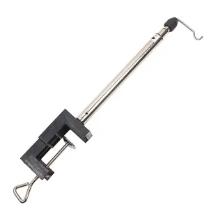 Holder Hanger with Stand Clamp Stand Rotary Tool Holder Adjustable Height 10-28 Inches Table Clamp with 360 Degree Swivel Chrome Finish Non Scratch Base