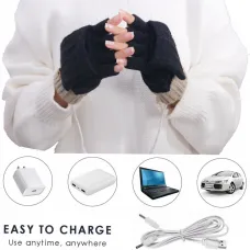 1Pair USB Electric Heated Gloves Fashion Cold Warm Heating Windproof Half Bare Finger Knit Gloves for Men and Women