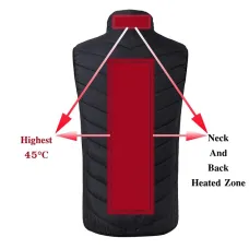 TENGOO HV-02 Unisex 2 Places Heating Vest 3-Gears Heated Jackets USB Electric Thermal Clothing Winter Warm Vest Outdoor Heat Coat Clothing