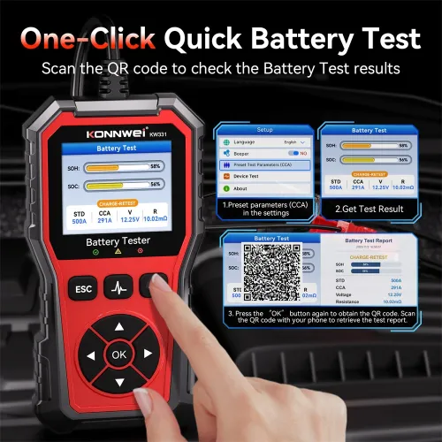 KONNWEI KW331 6V 12V 24V Automotive Lead-Acid Battery Tester Vehicle Battery Tester Analyzer