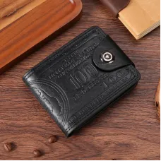 Men's PU Leather Wallet With Fashion Embossed Dollar Design, Business Casual Card Holder Case Coin Purse for Men Bifold Buckle Multi-card Wallet