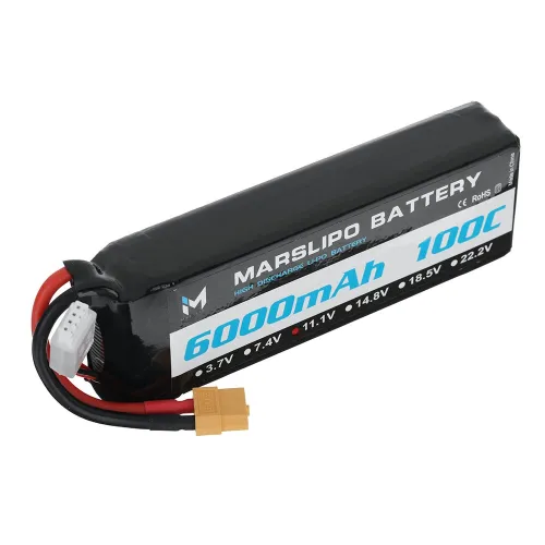 MARSLIPO 11.1V 6000mAh 100C 3S Lipo Battery XT60 Plug for RC Drone