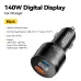 ESSAGER 140W USB-A Type-C Car Charger Multi-Protocol PD Fast Charging Digital Display Aluminum Alloy Universal Fit 12-24V Car