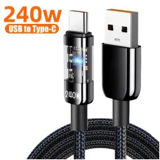 10A 240W USB-A to Type-C Cable Fast Charging Data Transmission Copper Core Line 0.25M/1M/1.5M/2M Long for iPhone 16 16 Pro 15 14 Pro Max for Huawei Pura X for Xiaomi 15 Ultra for Samsung Galaxy S25 Ultra
