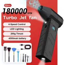 Turbo Fan 180000RPM Peak Powerful Air Blower 52m/s Speed Dual 4000mAh Batteries LED Lighting 4-Gear Speed Compact Portable Dust Blowing