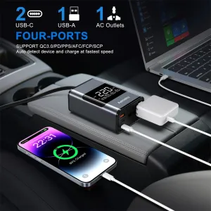 Car Inverter 200W Output USB A USB C Fast Charging 12V 24V Modified Sine Wave Compact Portable
