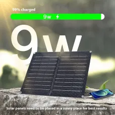 9W Portable Solar Panel Monocrystalline Silicon 6V Outdoor Charging Mobile Phone Tablet Power Bank USB-C USB-A Output